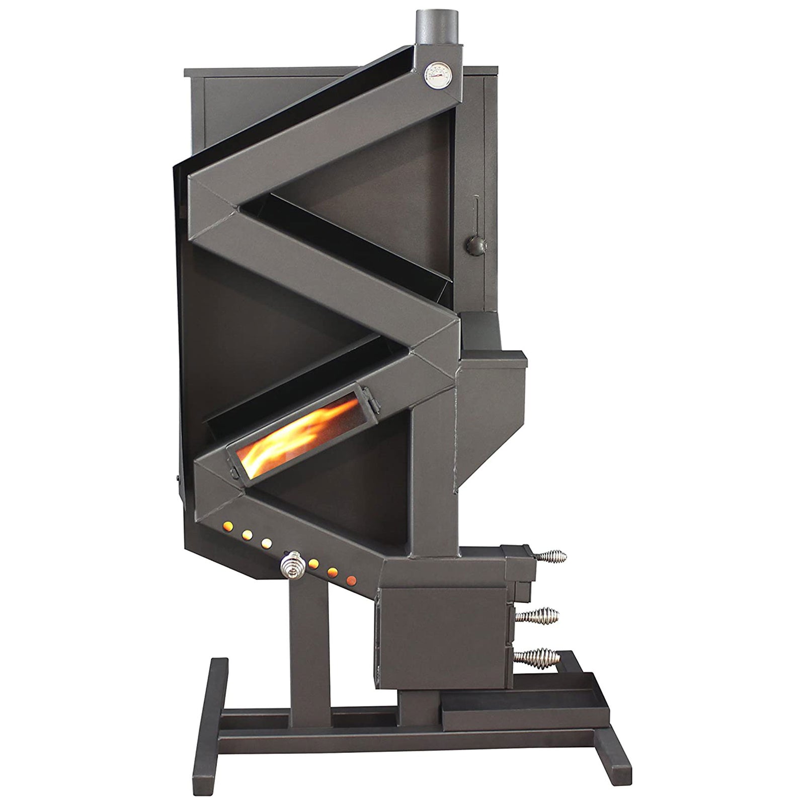 US Stove 60 Pound Wiseway Hopper Alloy Steel Non Electric Pellet Stove, Black - VMInnovations