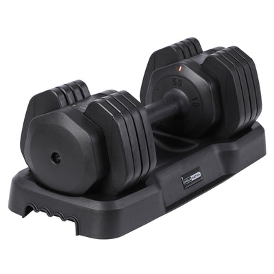 HolaHatha 5 in 1 Adjustable Dumbbell Home Workout Equipment, Black (2 Pack) - VMInnovations