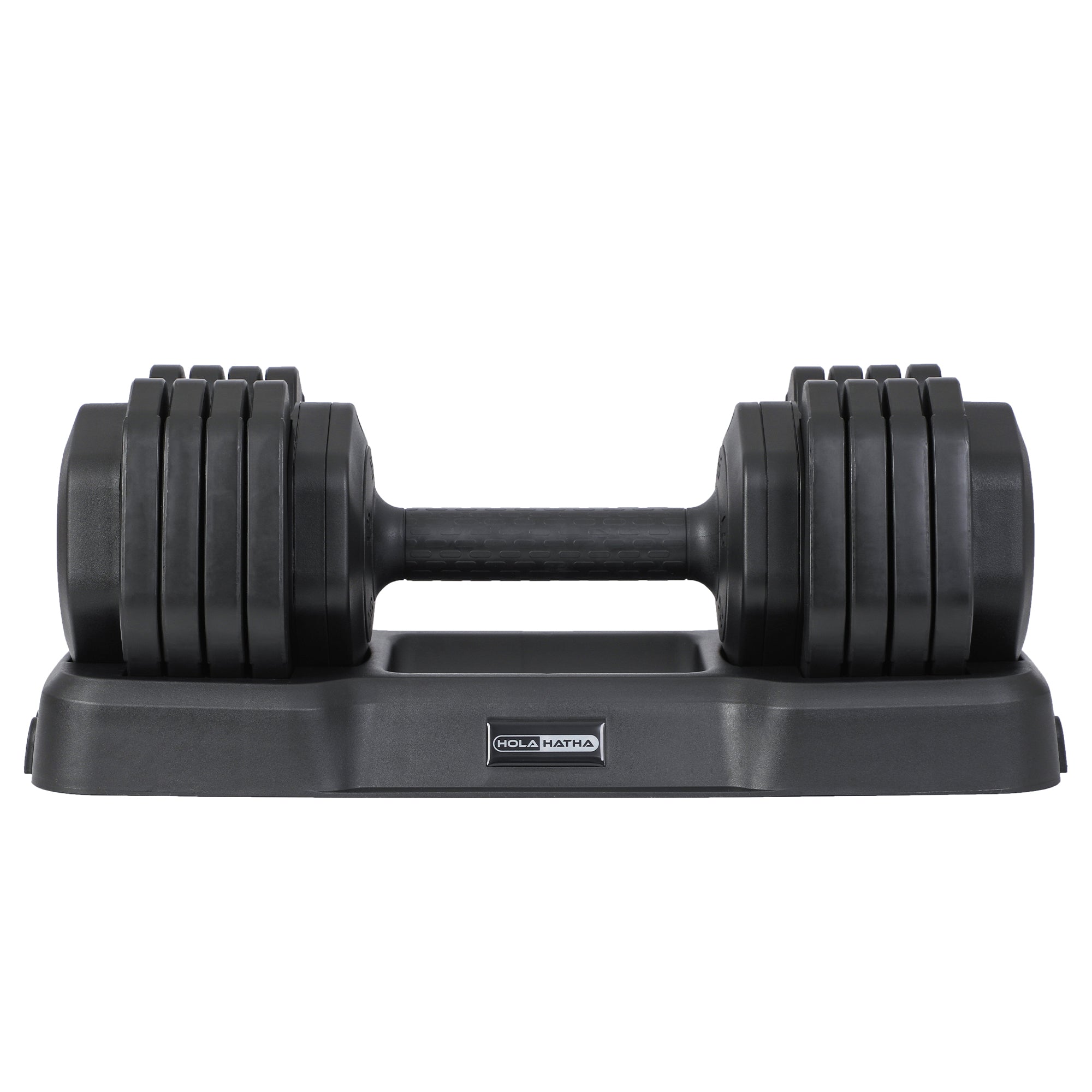 HolaHatha 5 in 1 Adjustable Dumbbell Home Workout Equipment, Black (2 Pack) - VMInnovations