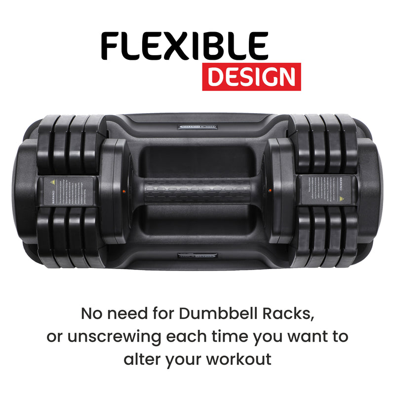 HolaHatha 5 in 1 Adjustable Dumbbell Home Workout Equipment, Black (2 Pack)