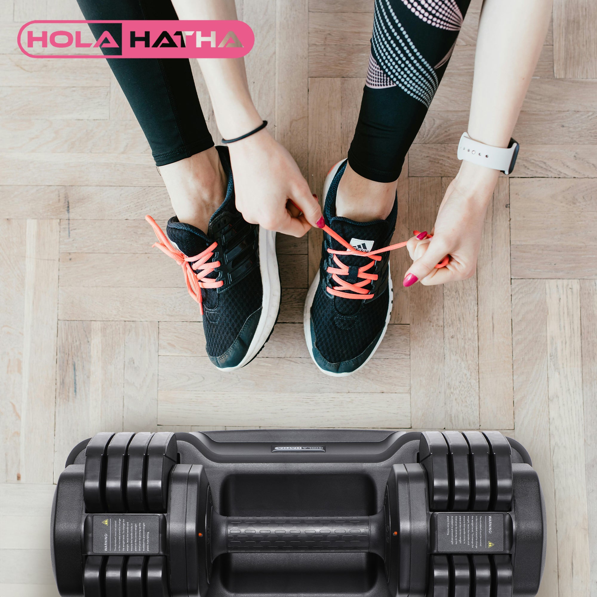 HolaHatha 5 in 1 Adjustable Dumbbell Home Workout Equipment, Black (2 Pack) - VMInnovations