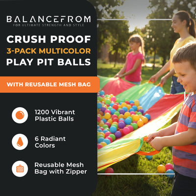 BalanceFrom Fitness 2.3" Play Pit Balls with Storage Bag, Multicolor (3 Pack) - VMInnovations