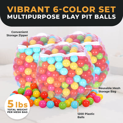 BalanceFrom Fitness 2.3" Play Pit Balls with Storage Bag, Multicolor (3 Pack) - VMInnovations
