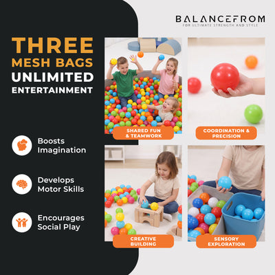 BalanceFrom Fitness 2.3" Play Pit Balls with Storage Bag, Multicolor (3 Pack) - VMInnovations