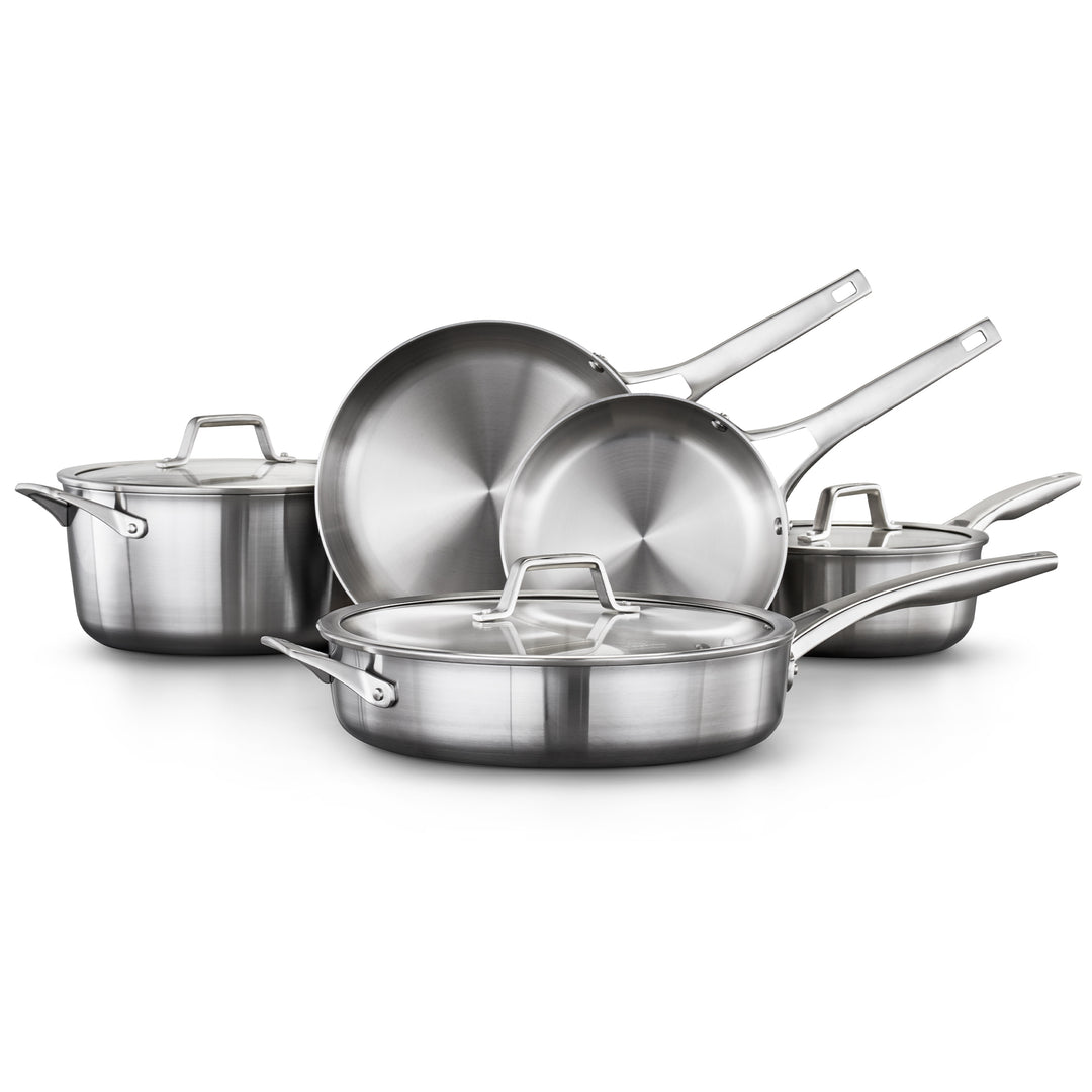 Calphalon Premier 8 Piece 3 Layer Oven Safe Stainless Steel Cookware Set w/Lids