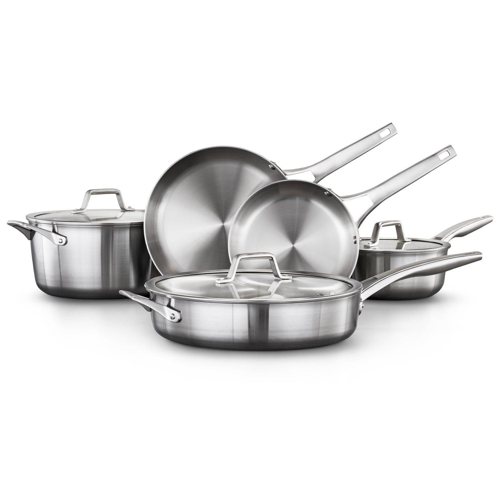 Calphalon Premier 8 Piece 3 Layer Oven Safe Stainless Steel Cookware Set w/Lids - VMInnovations
