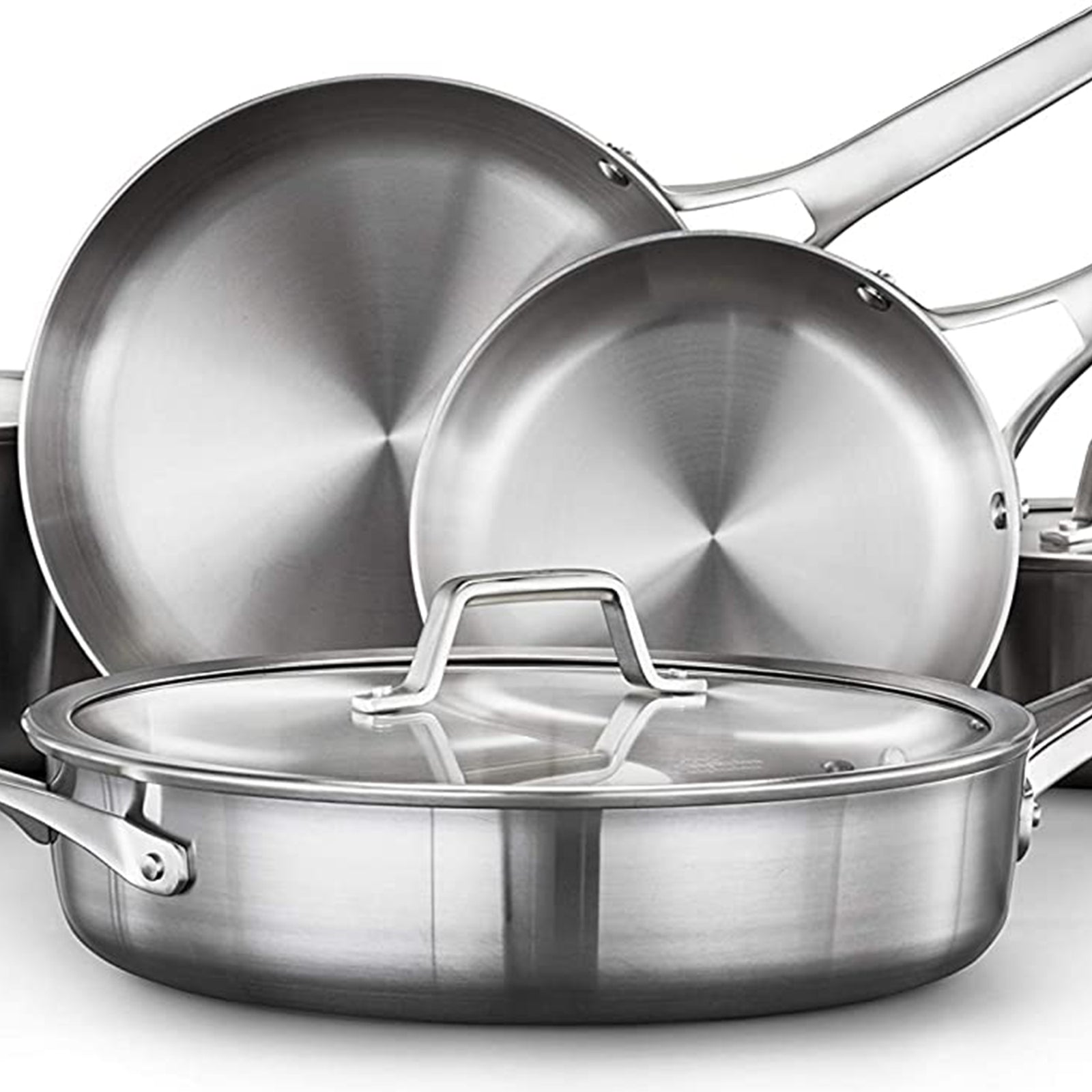 Calphalon Premier 8 Piece 3 Layer Oven Safe Stainless Steel Cookware Set w/Lids - VMInnovations