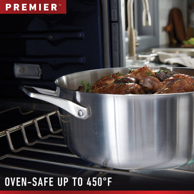 Calphalon Premier 8 Piece 3 Layer Oven Safe Stainless Steel Cookware Set w/Lids - VMInnovations