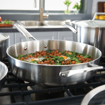 Calphalon Premier 8 Piece 3 Layer Oven Safe Stainless Steel Cookware Set w/Lids - VMInnovations