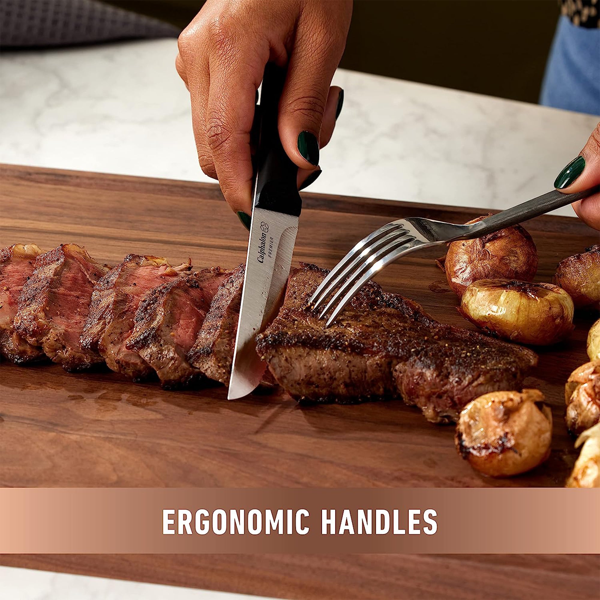 Calphalon Premier Cutlery SharpIN 8 Piece High Carbon Steel Steak Knife Set - VMInnovations