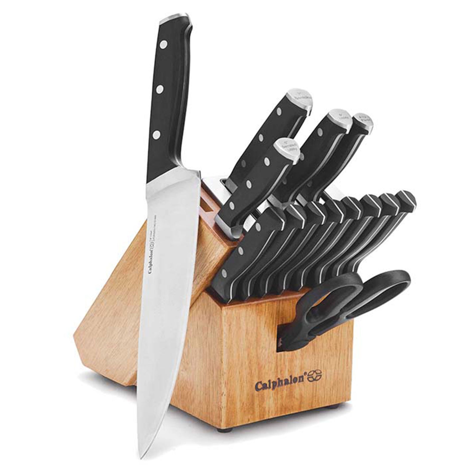 Calphalon Classic 15 Piece Kitchen Knife Cutlery Set with Self Sharpening Block - VMInnovations
