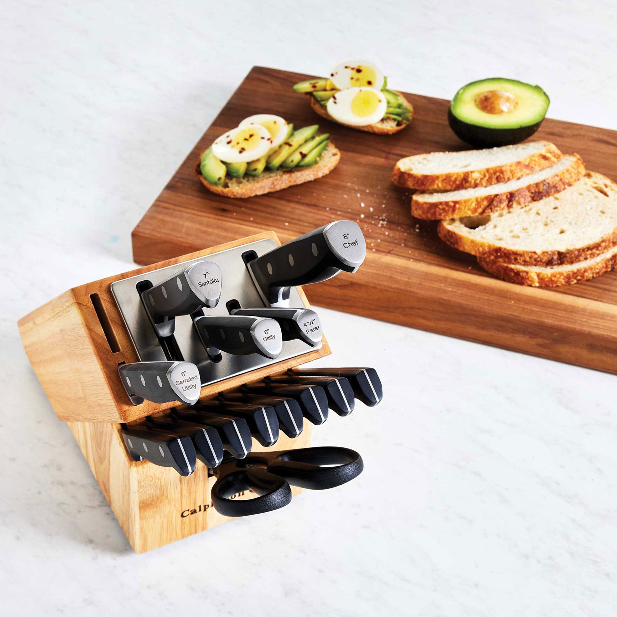 Calphalon Classic 15 Piece Kitchen Knife Cutlery Set with Self Sharpening Block - VMInnovations