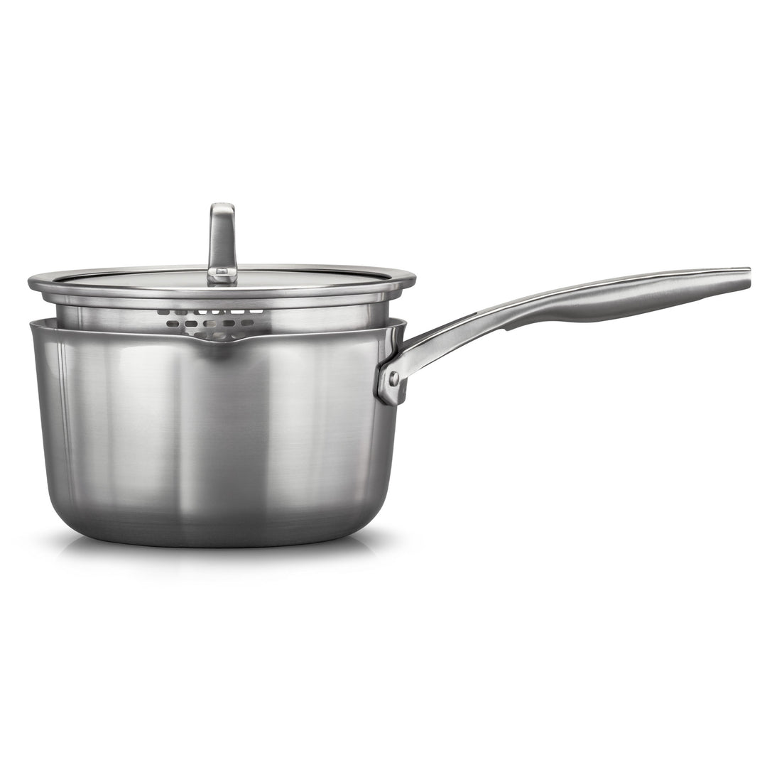 Calphalon Premier 3.5 Qt Stainless Steel Sauce Pan with Cover and Handle, Silver