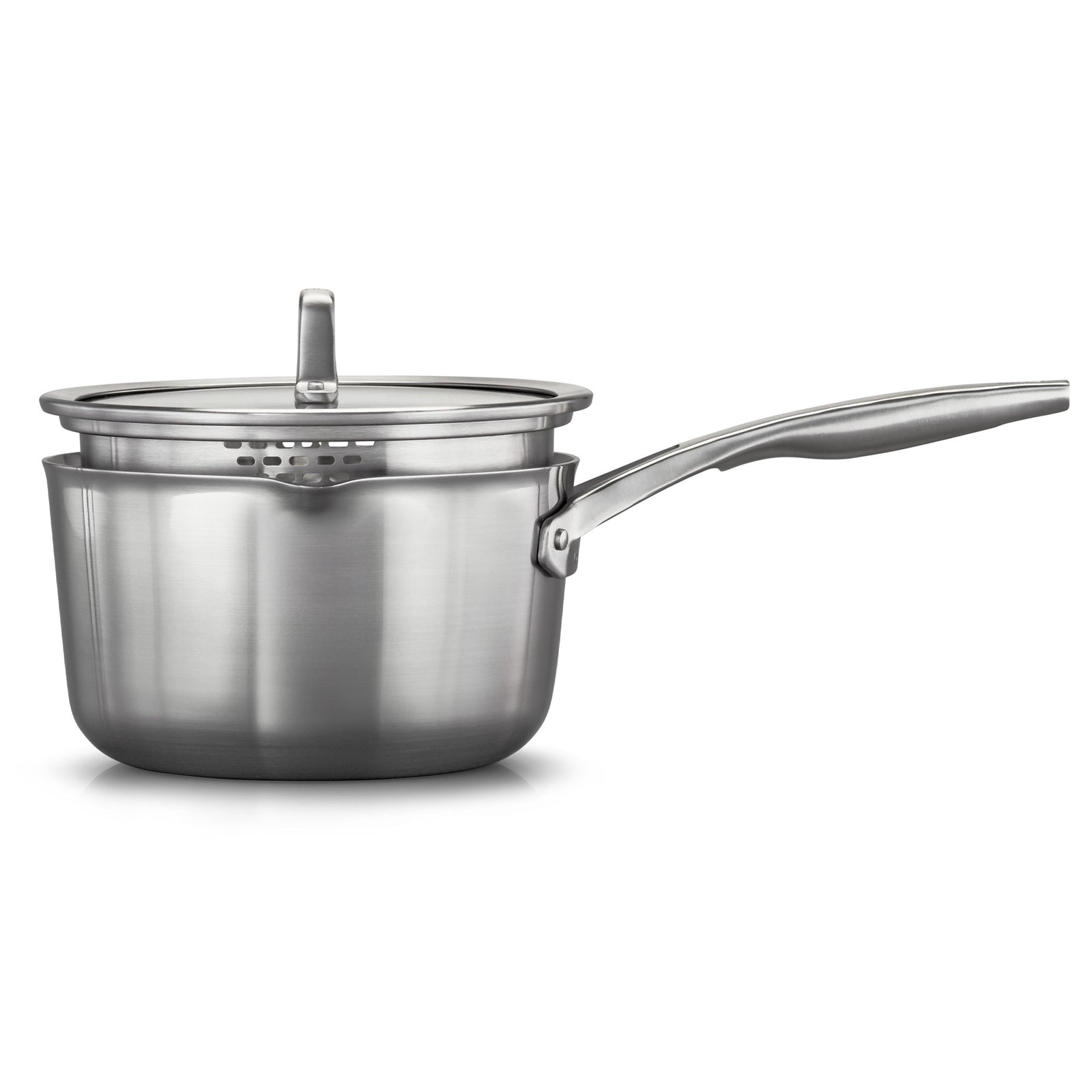 Calphalon Premier 3.5 Qt Stainless Steel Sauce Pan with Cover and Handle, Silver - VMInnovations
