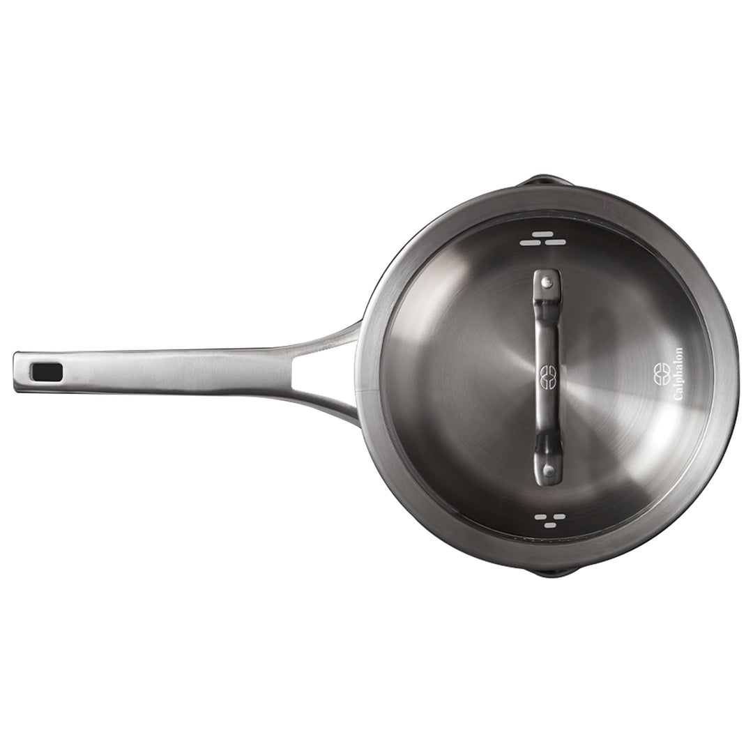 Calphalon Premier 3.5 Qt Stainless Steel Sauce Pan with Cover and Handle, Silver