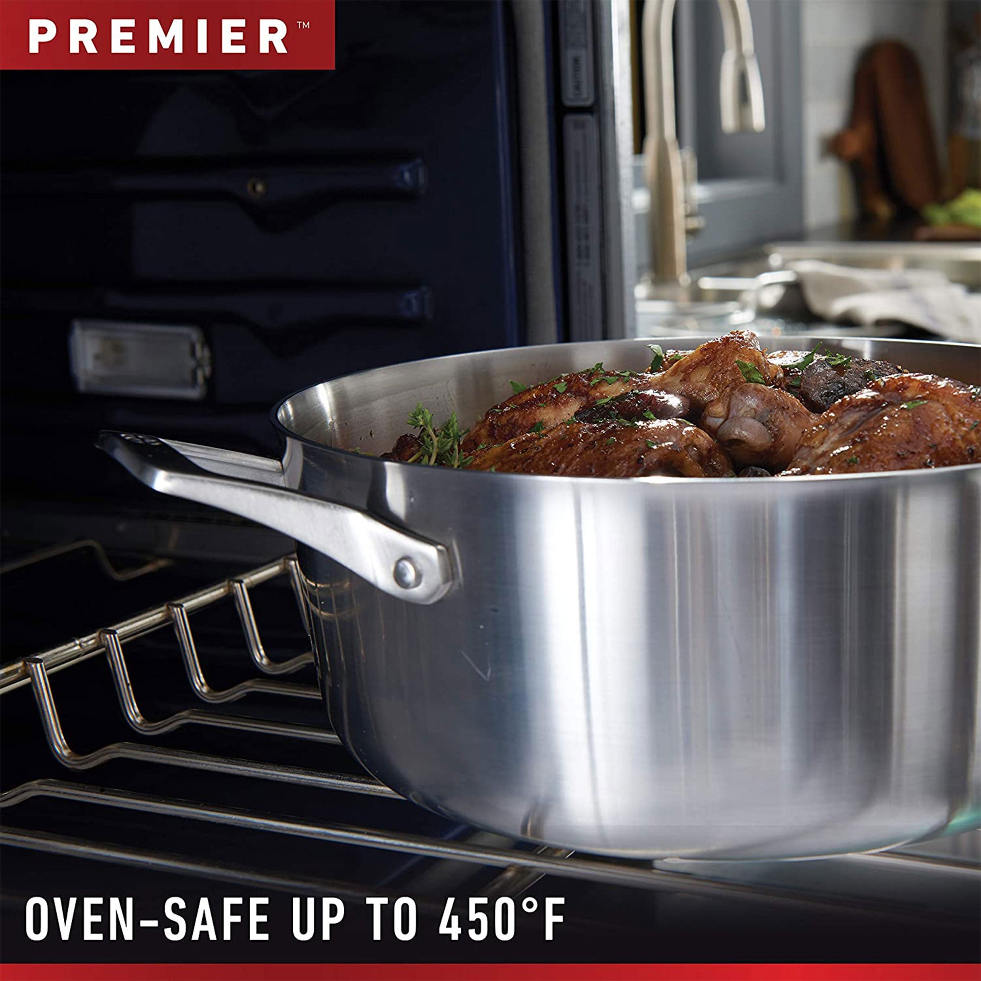 Calphalon Premier 3.5 Qt Stainless Steel Sauce Pan with Cover and Handle, Silver - VMInnovations