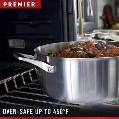 Calphalon Premier 3.5 Qt Stainless Steel Sauce Pan with Cover and Handle, Silver - VMInnovations