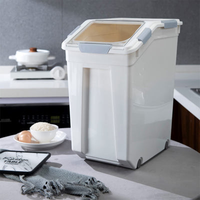 HANAMYA 33 Liter Rice Storage Container w/ Handle, Wheels & Measuring Cup(Used)