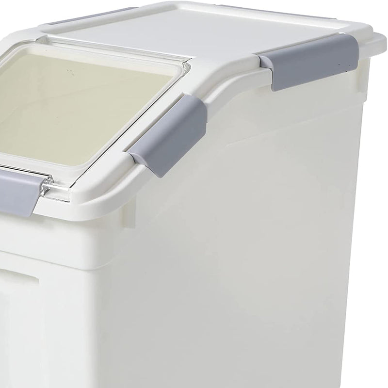 25 Liter Rice Storage Container w/ Wheels and Measuring Cup, White (Open Box)