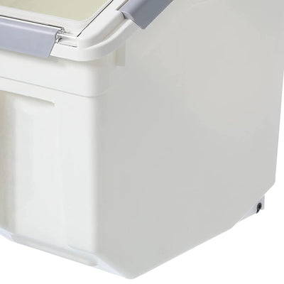25 Liter Rice Storage Container w/ Wheels and Measuring Cup, White (Open Box)