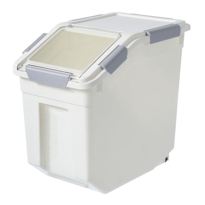 HANAMYA 10 Liter Rice Storage Container with Wheels & Measuring Cup, White(Used) - VMInnovations