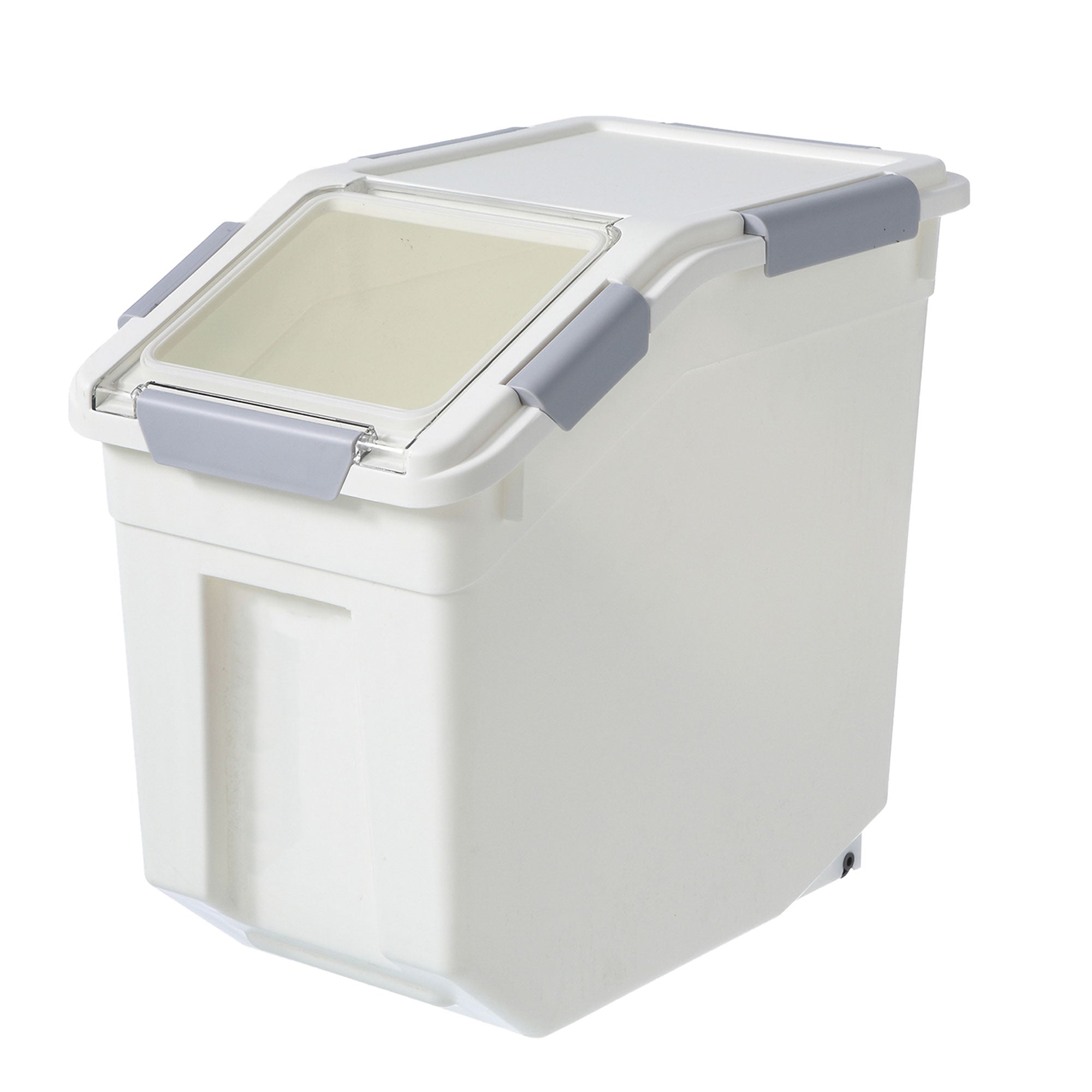 HANAMYA 15 L Rice Storage Container with Wheels and Measuring Cup, White (Used) - VMInnovations