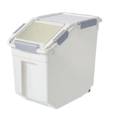 HANAMYA 15 L Rice Storage Container with Wheels and Measuring Cup, White (Used)