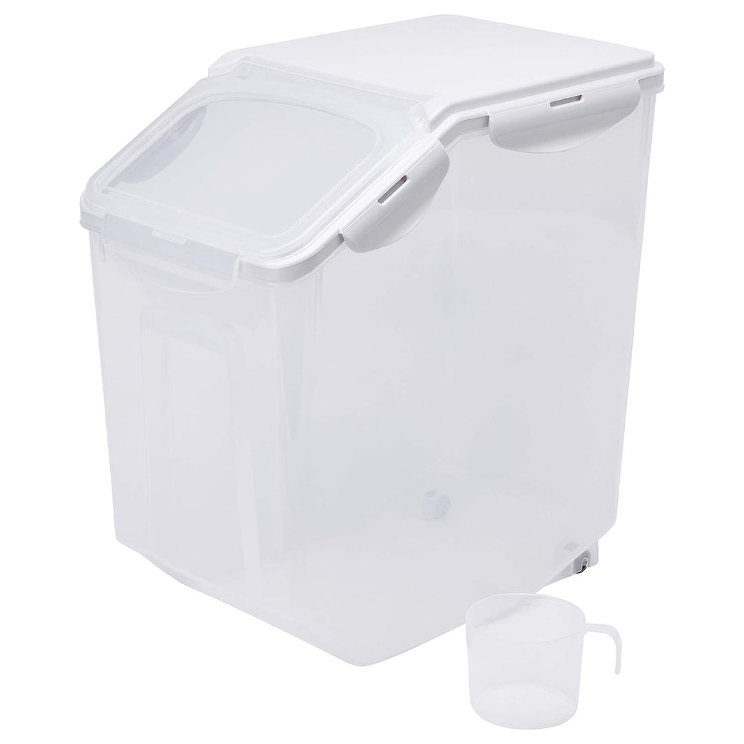 HANAMYA 15 Liter Rice Storage Container with Wheels and Measuring Cup, (Used)