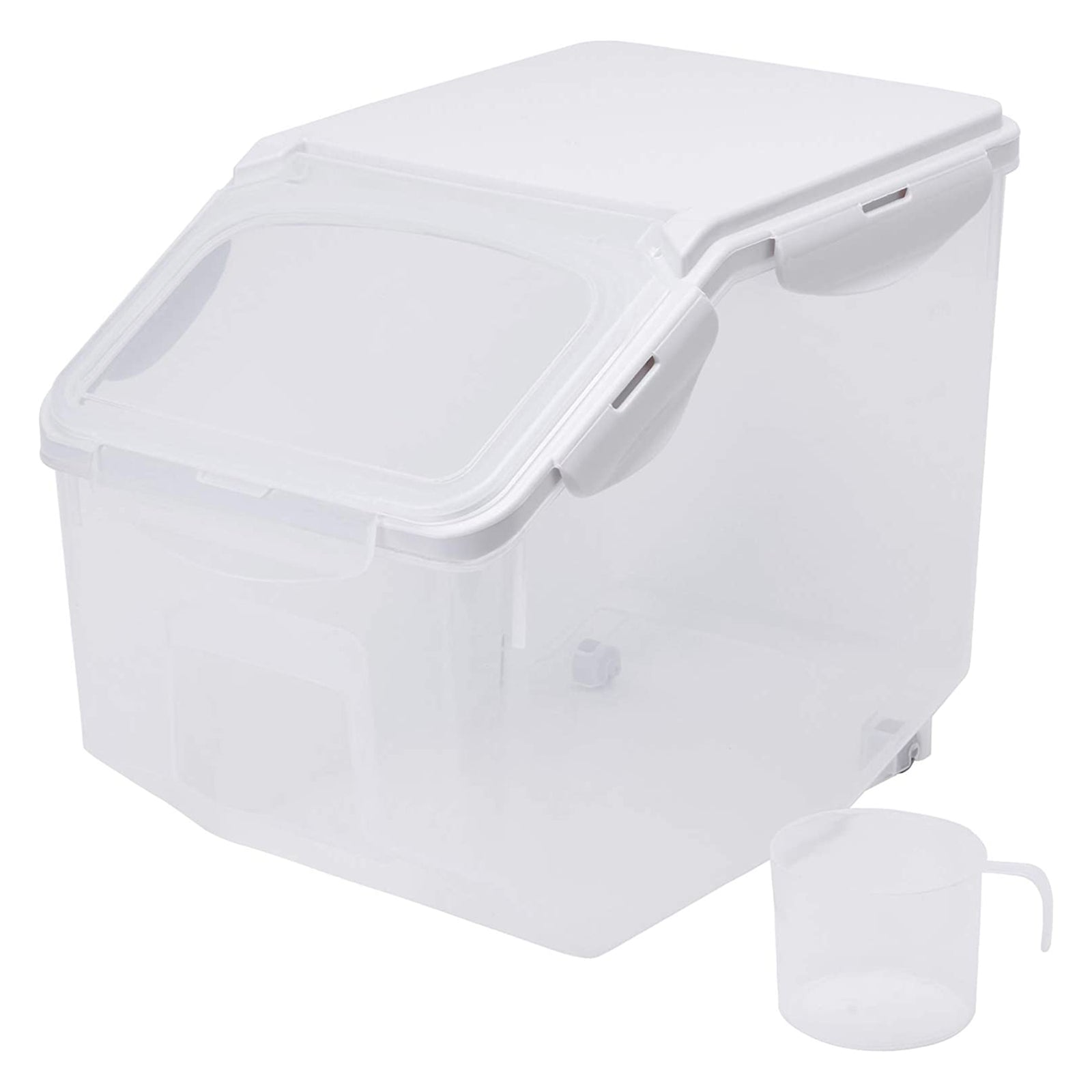 HANAMYA 10 Liter Rice Container with Wheels and Measuring Cup, Clear (Used) - VMInnovations