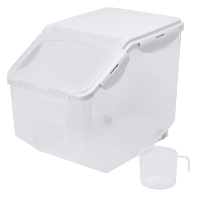HANAMYA 10 Liter Rice Container with Wheels and Measuring Cup, Clear (Used) - VMInnovations