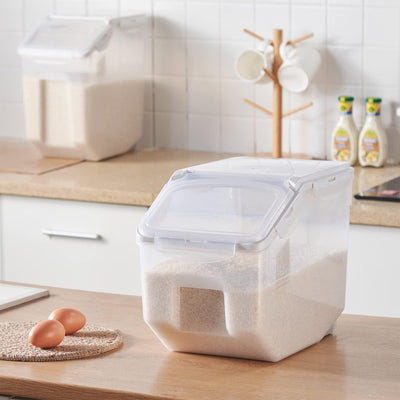 HANAMYA 10 Liter Rice Container with Wheels and Measuring Cup, Clear (Used) - VMInnovations