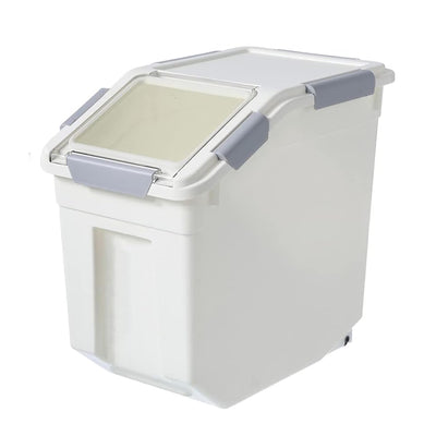 HANAMYA 33L Storage Container w/Wheels & Measuring Cup,White(Set of 2)(Used)