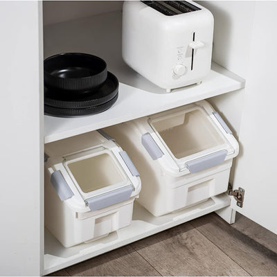 HANAMYA 33L Storage Container w/Wheels & Measuring Cup,White(Set of 2)(Used) - VMInnovations