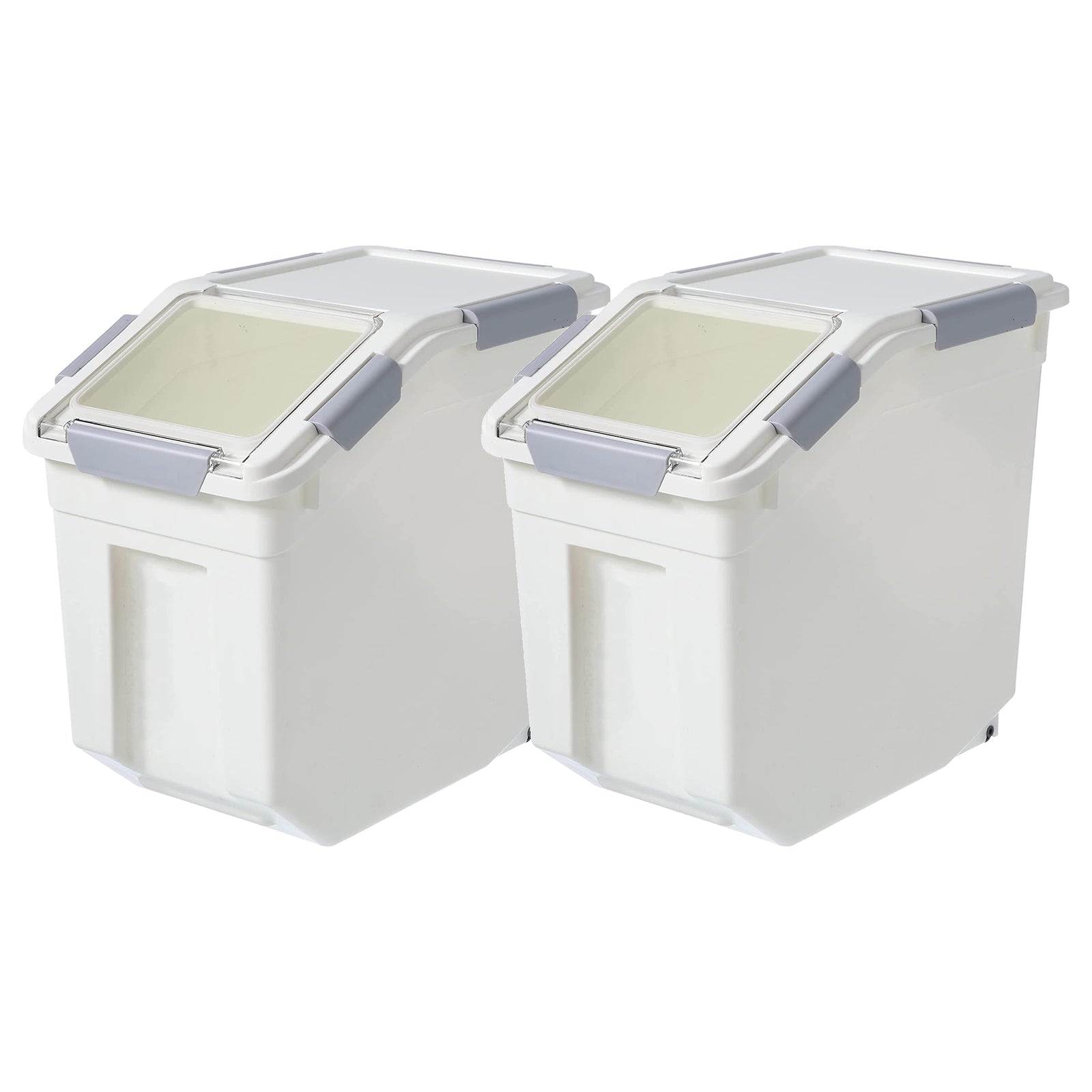 HANAMYA 25L Rice Storage Container with Wheels & Cup, White (Set of 2) (Used) - VMInnovations