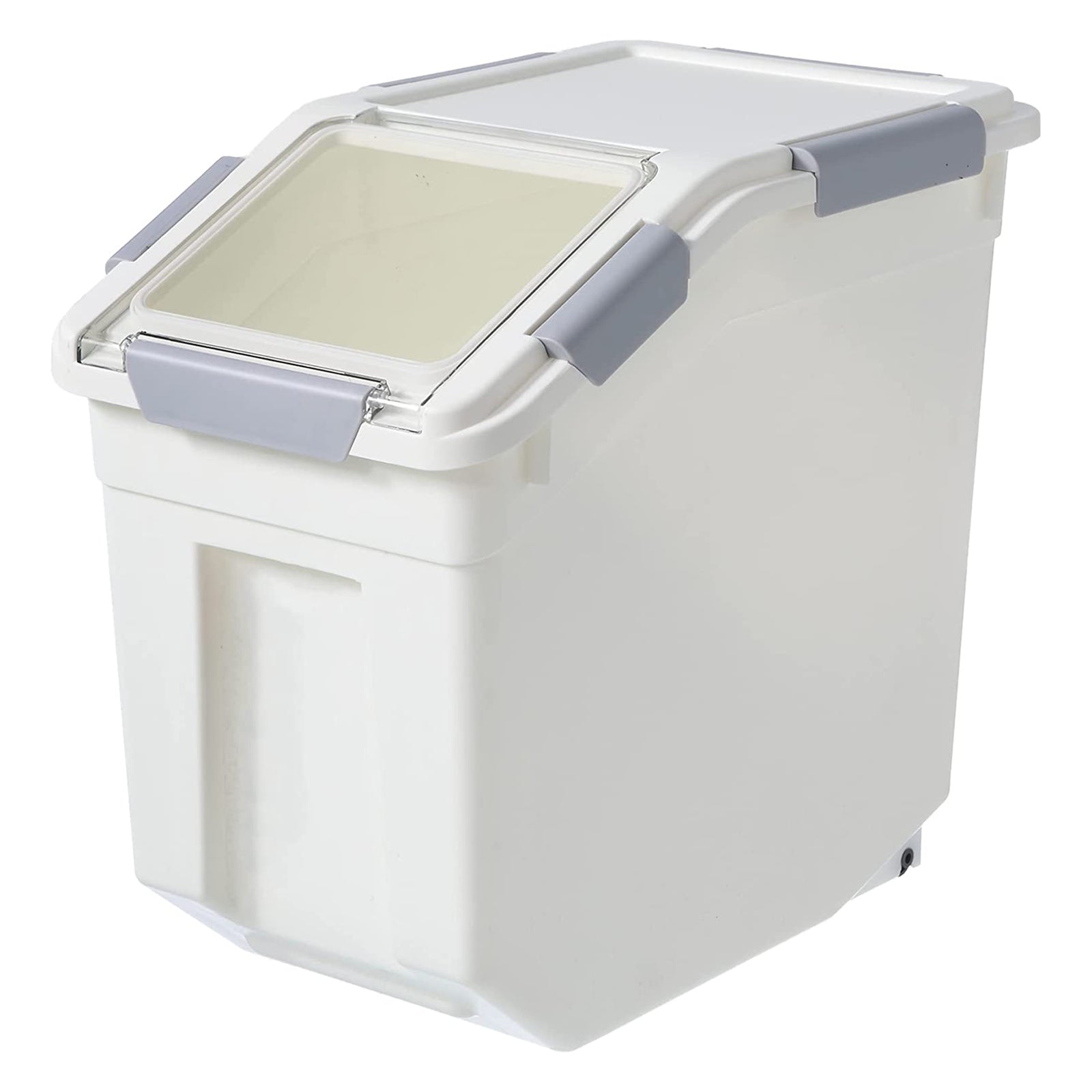 HANAMYA 25L Rice Storage Container with Wheels & Cup, White (Set of 2) (Used) - VMInnovations