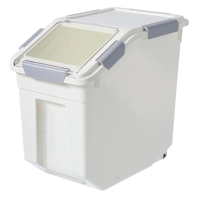 HANAMYA 25L Storage Container w/Wheels & Measuring Cup, White (2 pc) (Open Box)