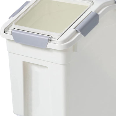 HANAMYA 25L Rice Storage Container with Wheels & Cup, White (Set of 2) (Used) - VMInnovations
