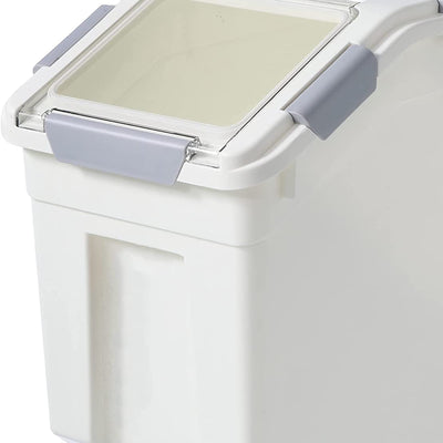 HANAMYA 25L Storage Container w/Wheels & Measuring Cup, White (2 pc) (Open Box)