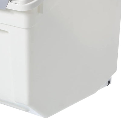 HANAMYA 25L Rice Storage Container with Wheels & Cup, White (Set of 2) (Used) - VMInnovations