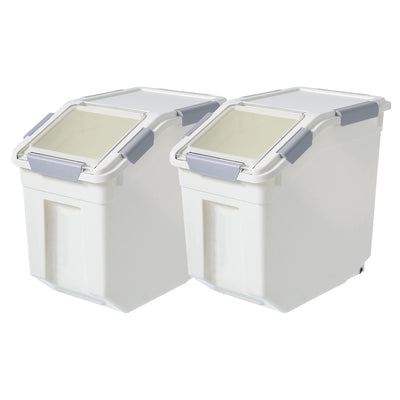 HANAMYA 8L Storage Container with Wheels & Measuring Cup, White(Set of 2) (Used) - VMInnovations
