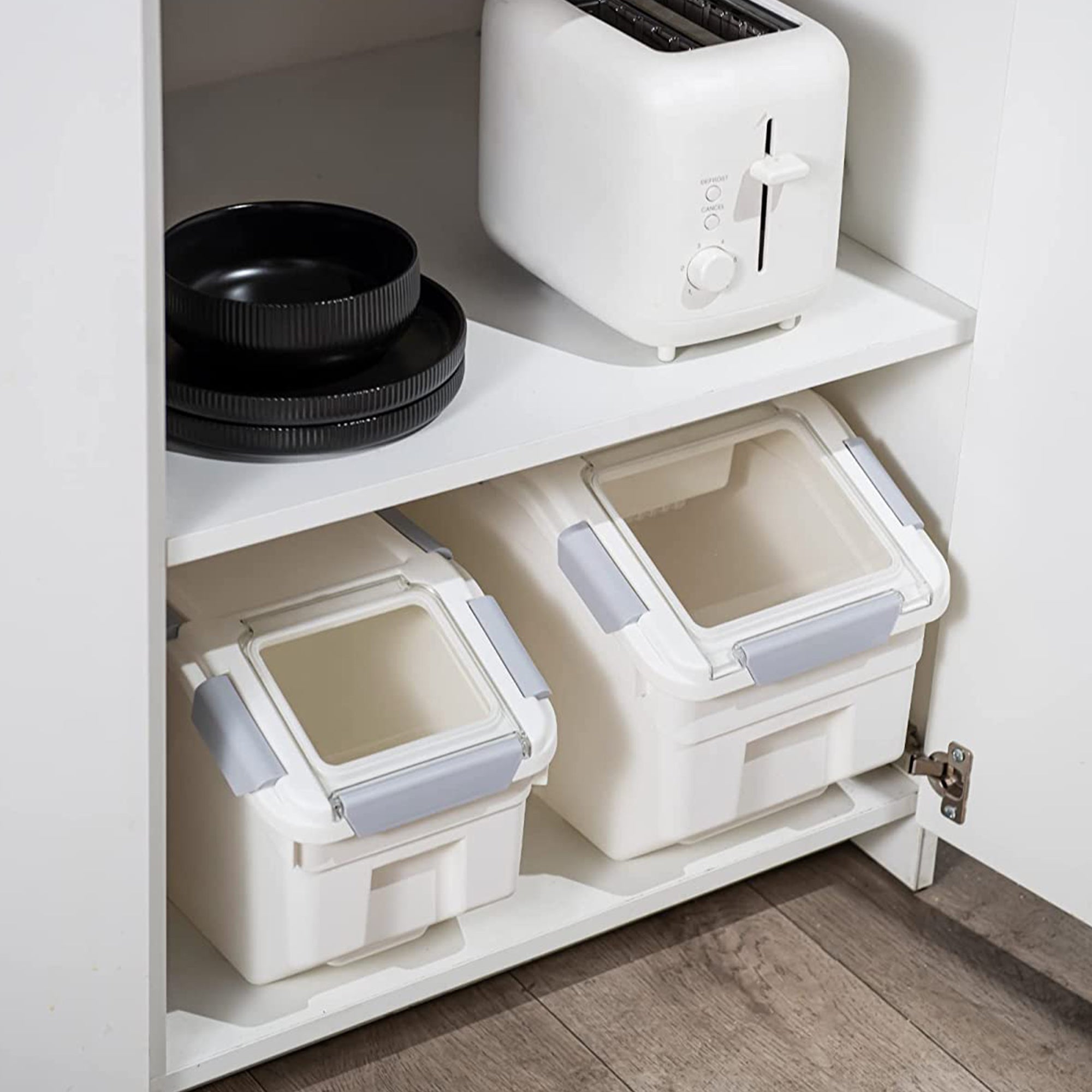 HANAMYA 8L Storage Container with Wheels & Measuring Cup, White(Set of 2) (Used) - VMInnovations