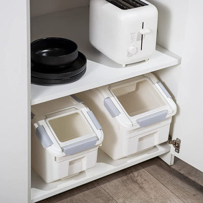 HANAMYA 8L Storage Container with Wheels & Measuring Cup, White(Set of 2) (Used) - VMInnovations