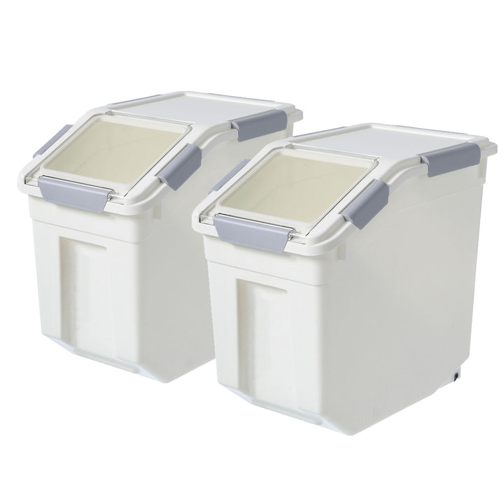 HANAMYA 10L Storage Container with Wheels & Measuring Cup, White(Set of 2)(Used)