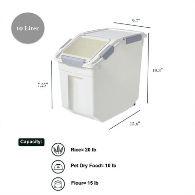 HANAMYA 10L Storage Container with Wheels & Measuring Cup, White(Set of 2)(Used) - VMInnovations