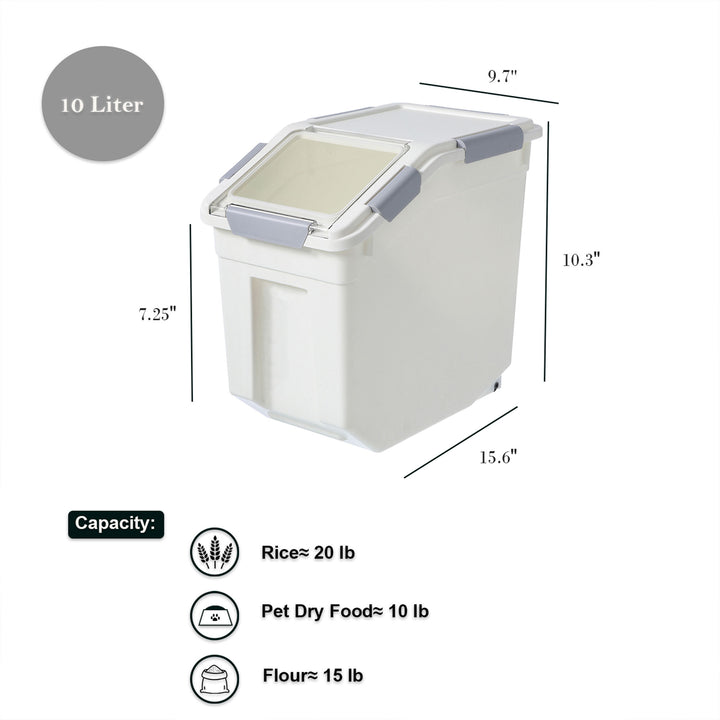 HANAMYA 10L Storage Container with Wheels & Measuring Cup, White(Set of 2)(Used)
