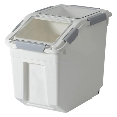 10L Rice Storage Container w/ Wheels & Measuring Cup, White (Set of 2)(Open Box)