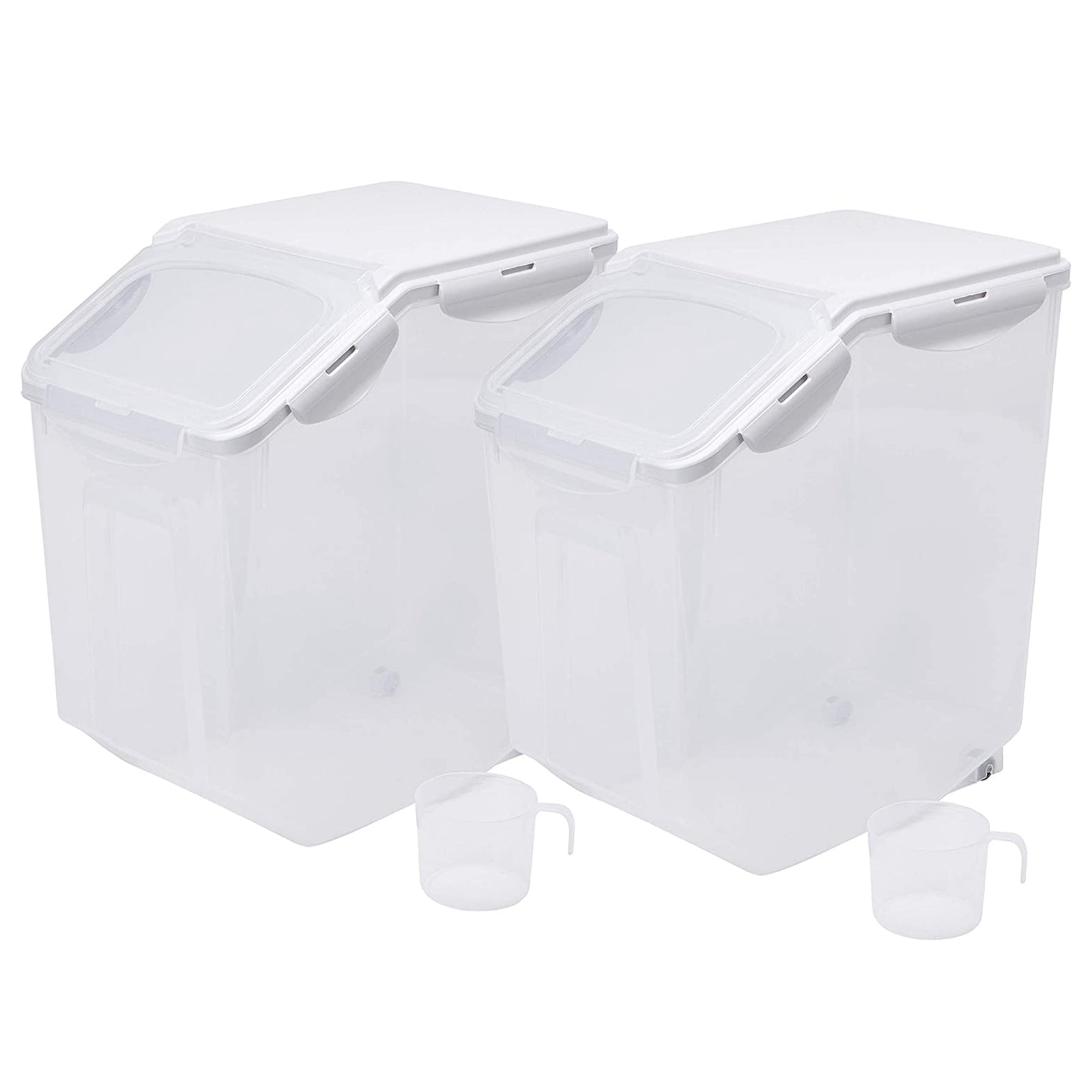 HANAMYA 15L Storage Container w/Wheels & Measuring Cup, Clear (Set of 2) (Used) - VMInnovations