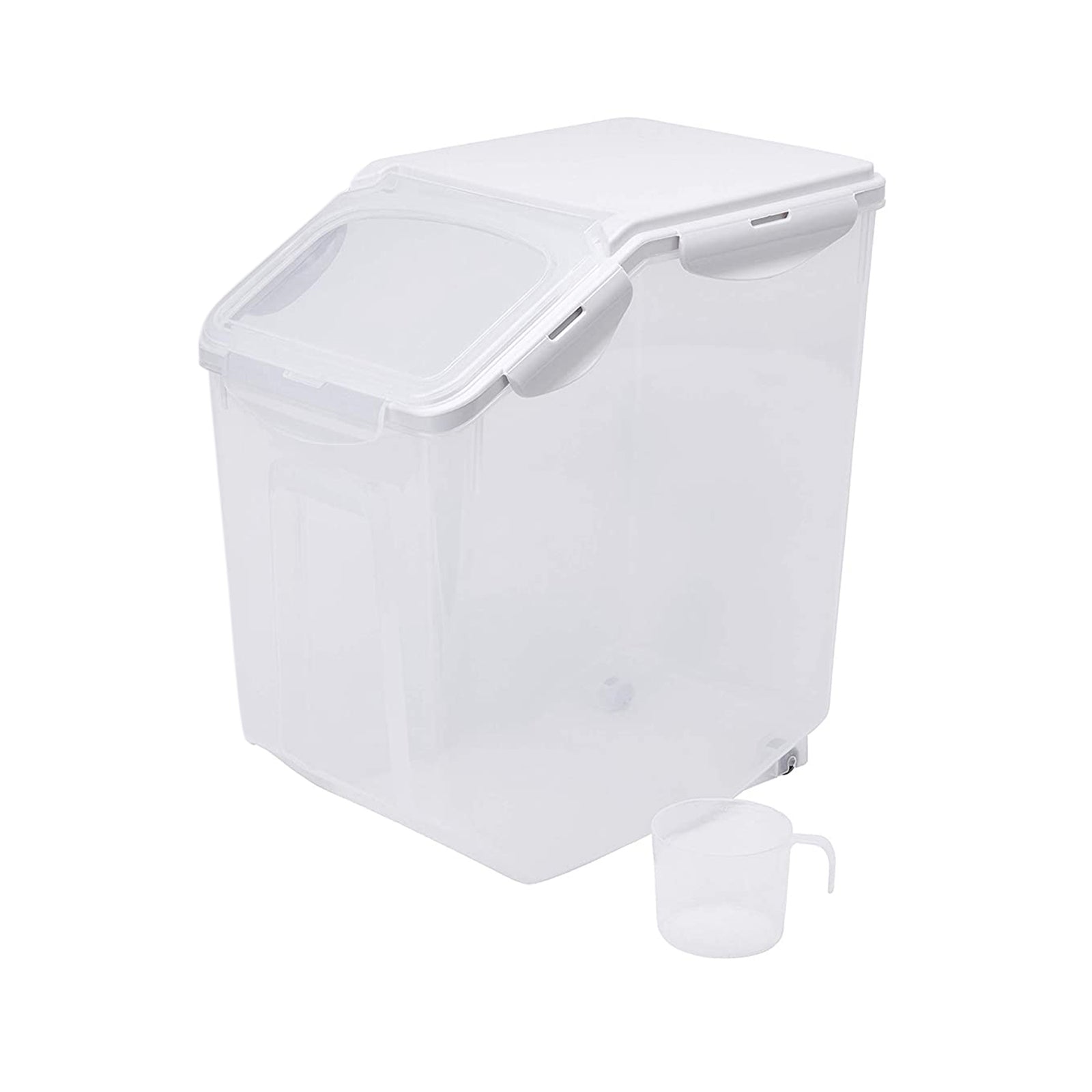 HANAMYA 15L Storage Container w/Wheels & Measuring Cup, Clear (Set of 2) (Used) - VMInnovations