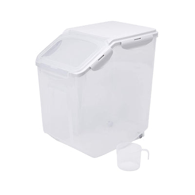 HANAMYA 15L Storage Container w/Wheels & Measuring Cup, Clear (Set of 2) (Used) - VMInnovations