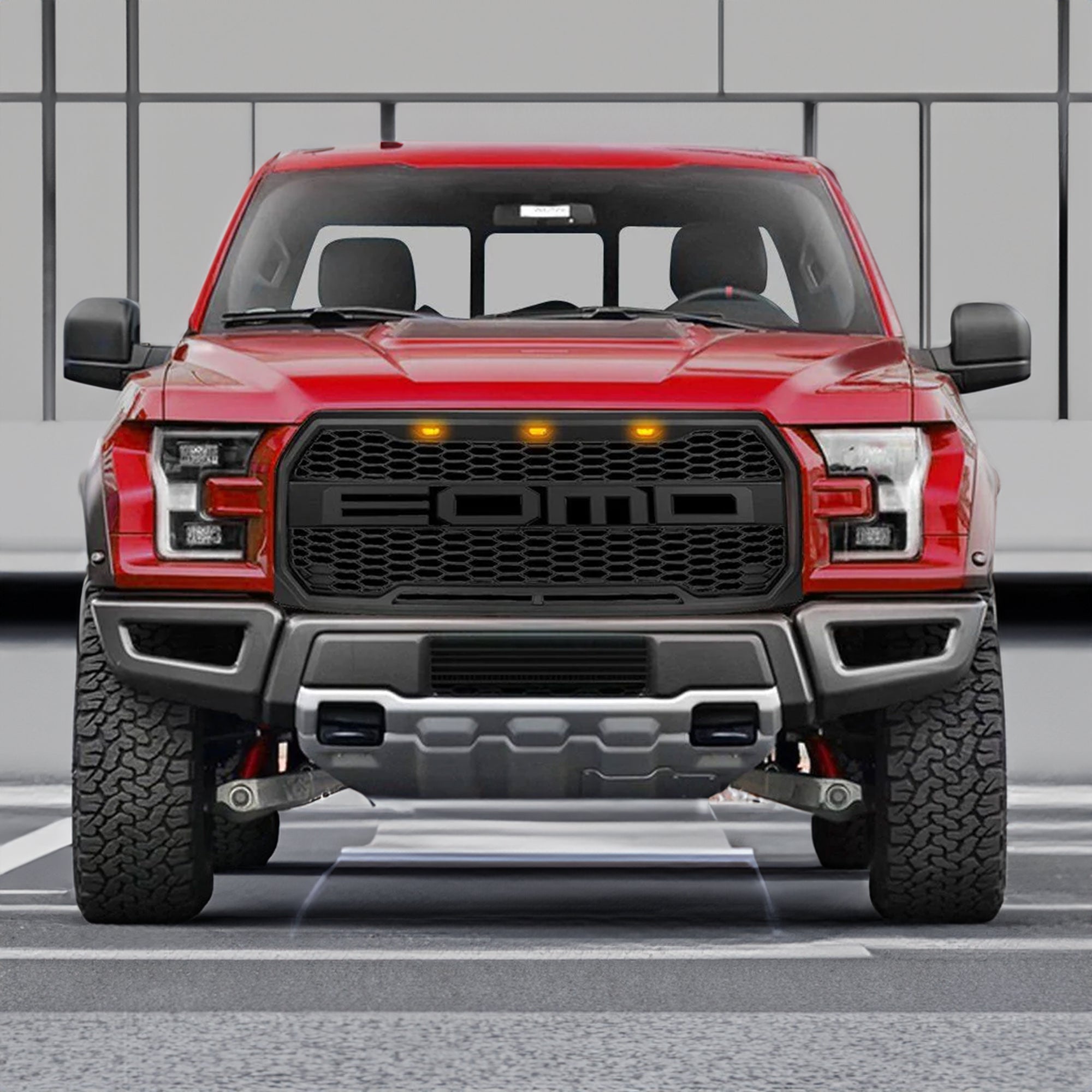 AMERICAN MODIFIED Raptor Front Hood Mesh Grille Compatible with 15-17 Ford F150 (For Parts) - VMInnovations